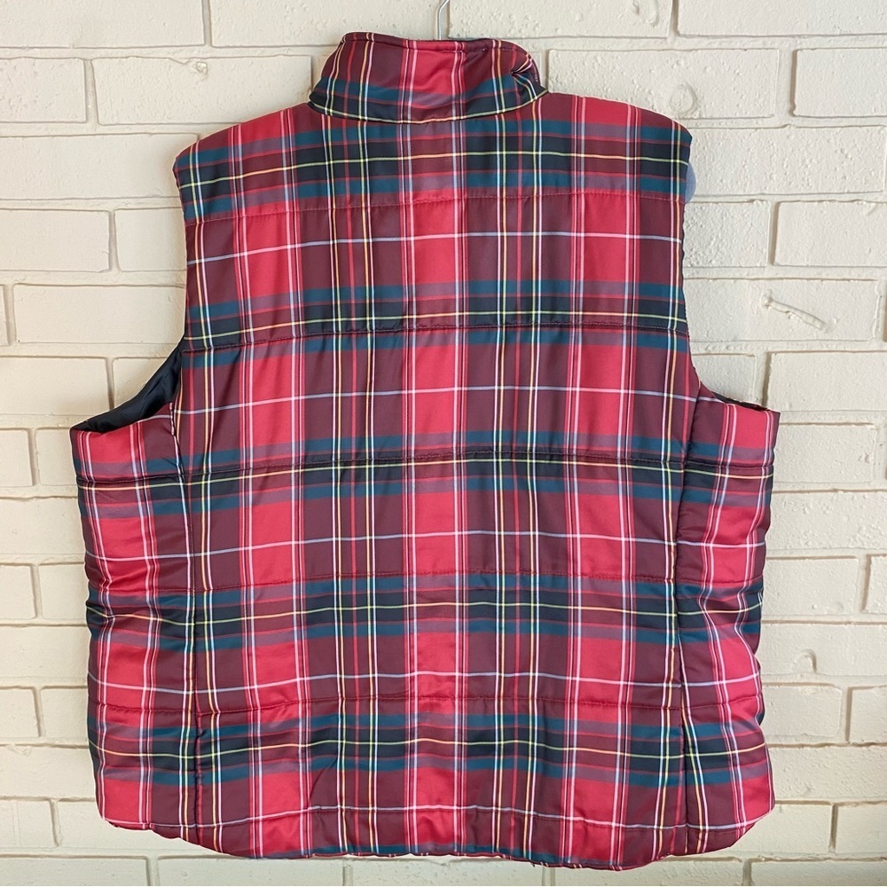 Chaps Ralph Lauren Womens Puffer Red Plaid Full Zip Vest 3X Preppy Old Money - Picture 3 of 6